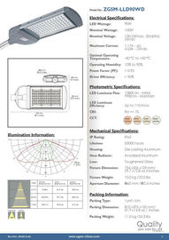 100W accesorios de aluminio IP65, 120v 130v 240v del alumbrado público del poder más elevado LED